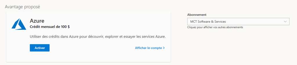 100$ de crédit Cloud Microsoft Azure pour MCT